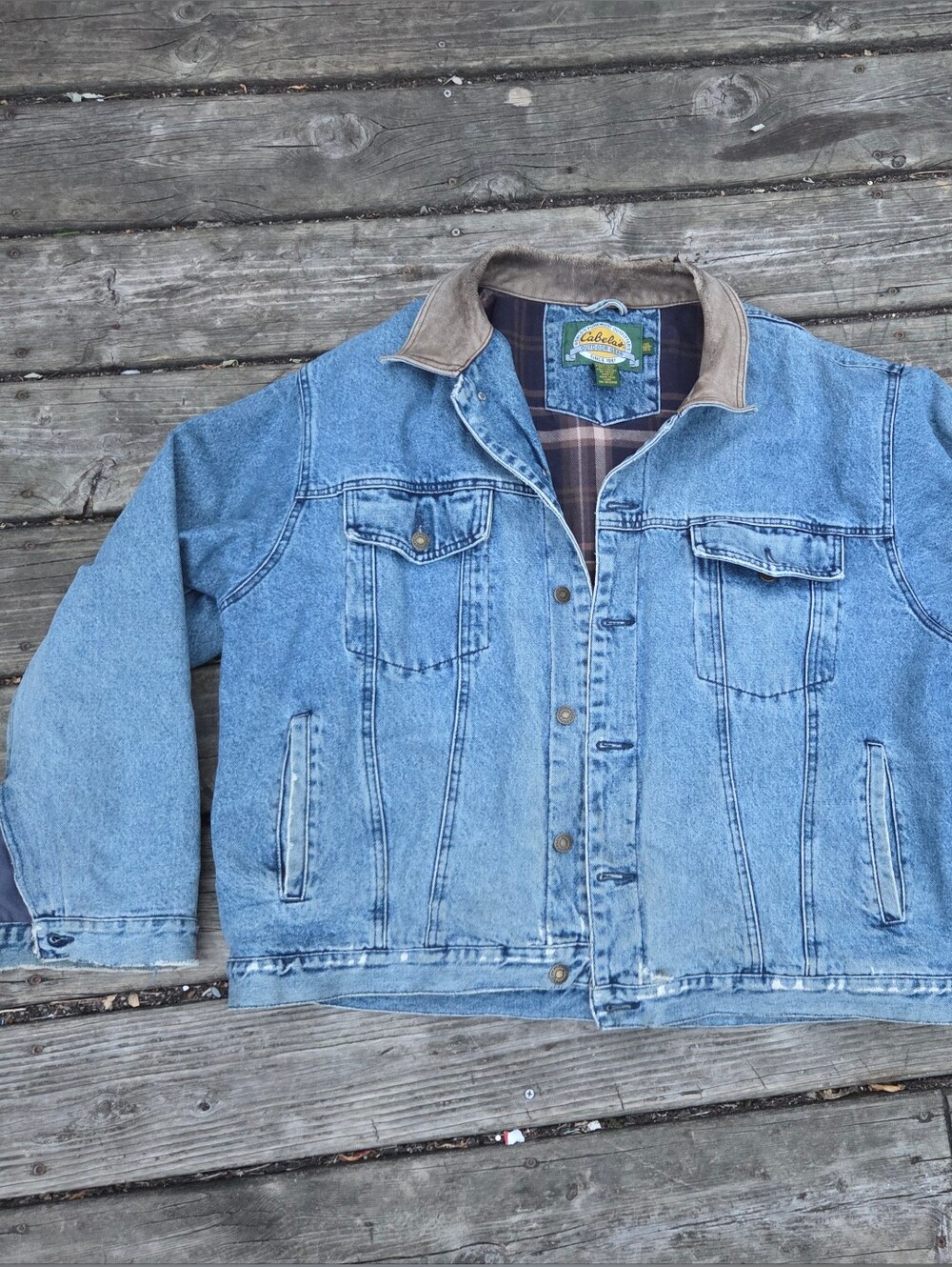 Vintage Cabelas Outdoor Gear Denim Trucker Jean Jacket Cotton Men's 2XL READ